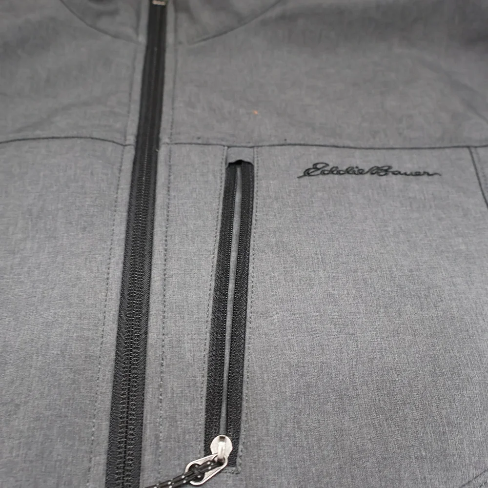 Eddie Bauer Jacket Mens Large‎ Tall Grey Softshell Wind Rain Full Zip Outdoor
